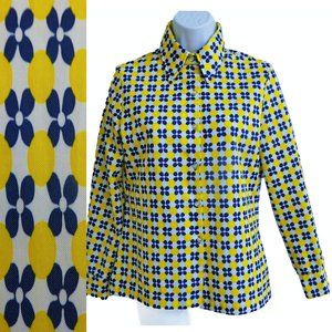 Vintage 60s Jack Winter Poly Knit Flower Power Mod Shirt Dagger Collar M
